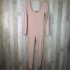 Forever 21 Medium Tan Long Sleeve Cropped Length Body/Jumpsuit with Stretch